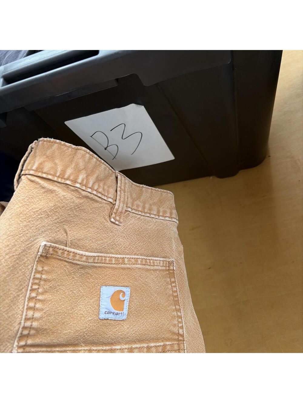 Tan Carhartt Canvas Carpenter Workwear Pants Relaxed Fit Size 34/28 - Picture 7 of 7
